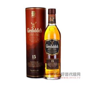 格兰菲迪（Glenfiddich）15年苏格兰达夫镇单一麦芽威士忌700ml