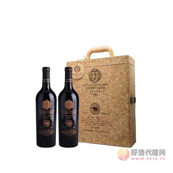 SOD禮爵2002年赤霞珠葡萄酒正方橡木皮盒（双瓶）