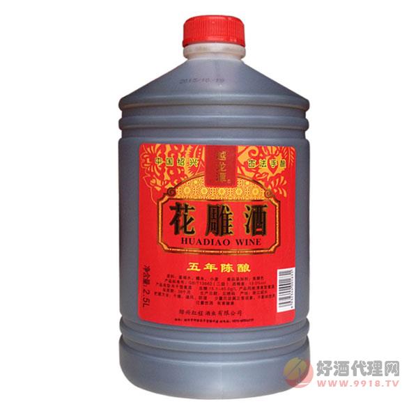 绍兴黄酒花雕越龙潭五年陈花雕酒2.5L 5斤桶装 炒菜 料酒 泡阿胶