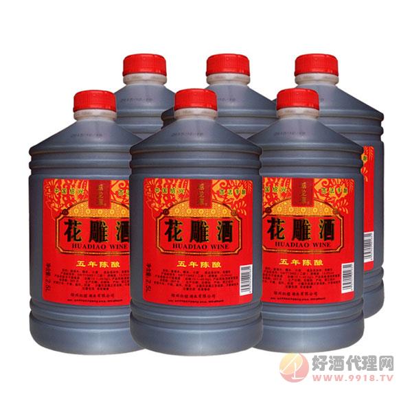 绍兴黄酒桶装酒越龙潭五年陈5斤花雕酒2.5L6瓶整箱黄酒炒菜料酒