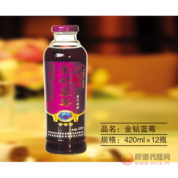 聚合源金钻蓝莓果汁饮品420mlx12瓶