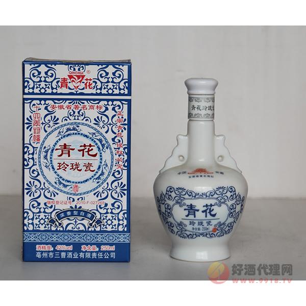 三曹青花玲珑瓷淡雅光瓶白酒 (2)