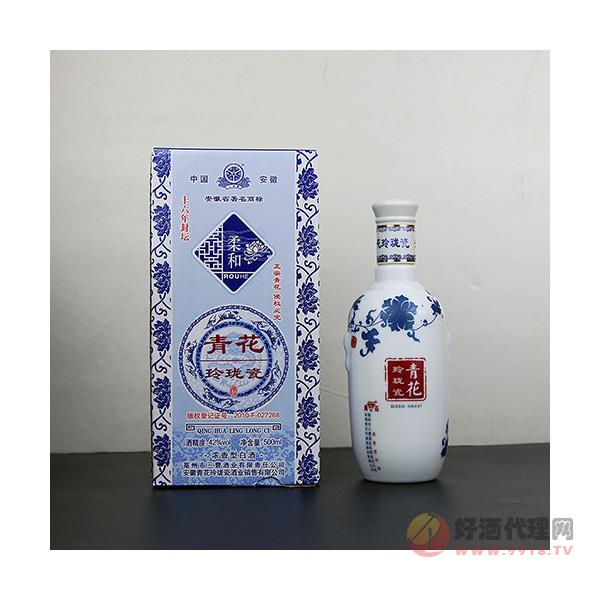 三曹青花玲珑瓷柔和白酒500ml礼盒