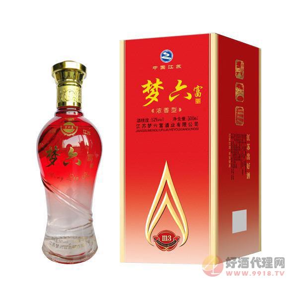 中国江苏梦六富浓香型白酒500ml