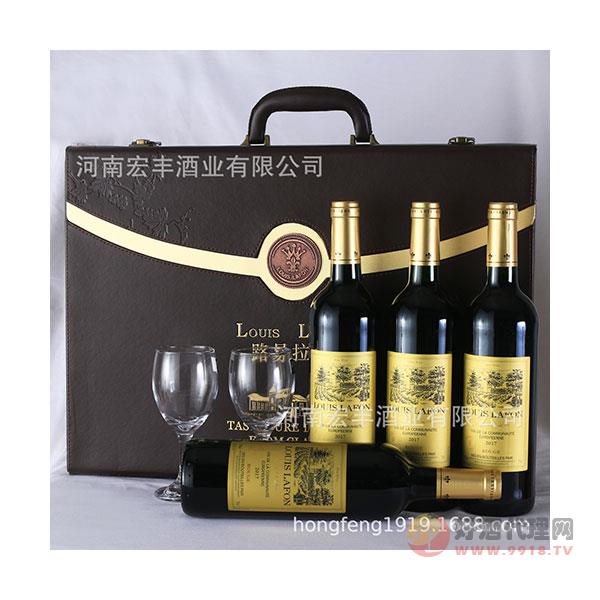 法国原瓶进口-LOUIS拉菲四支皮盒干红葡萄酒-拉菲庄园酒业