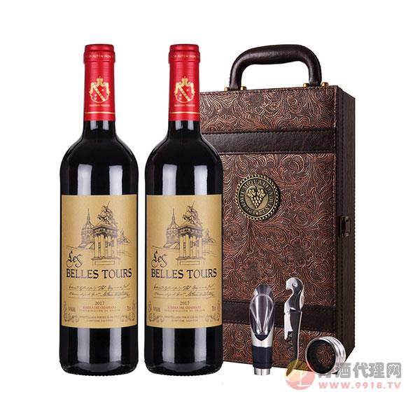 白鹿堡红酒西班牙原瓶进口DO级图斯堡金标干红葡萄酒双支礼盒装