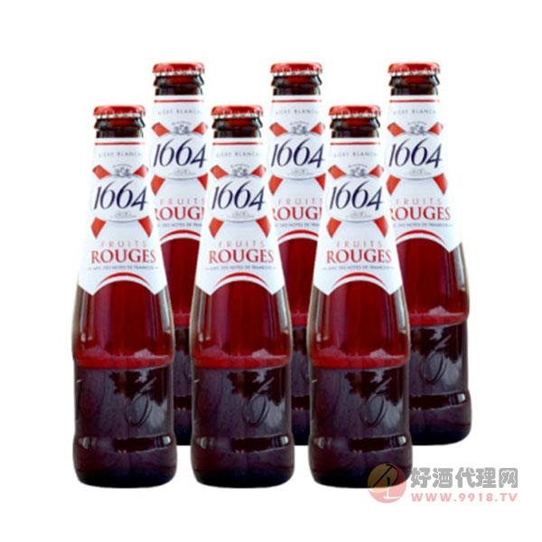 24瓶装法国进口啤酒1664红果树莓啤酒250ml水果