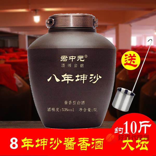 君中元酱香型纯粮食53度高度高粱白酒10斤坛装8年坤沙酒整箱