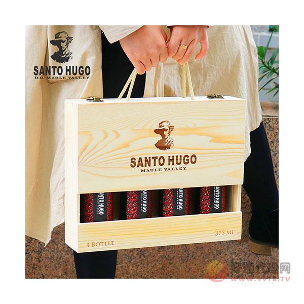 桑塔智利原瓶进口375ml甜白干红葡萄酒小瓶红酒礼盒装