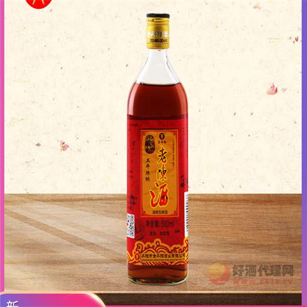 金丹阳黄酒-10°五年老陈酒单瓶500ml-半甜型糯米黄酒-丹阳特产