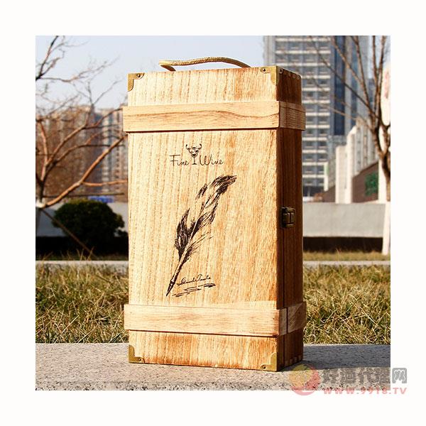 红酒盒双支装复古红酒木盒-木质酒盒2瓶装葡萄酒酒盒木箱红酒礼盒