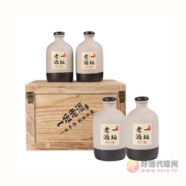 国产浓香型纯粮食白酒4_500ml木质礼盒装陶瓷礼品酒