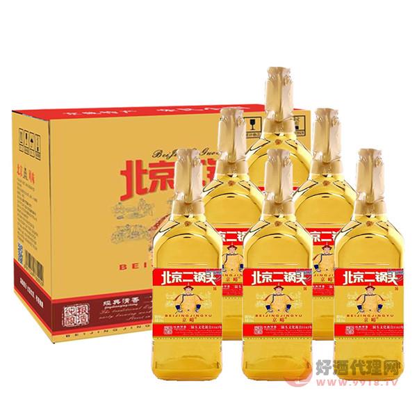 北京二锅头方瓶白酒 小方瓶金瓶清香型50度500ml_6瓶整箱装