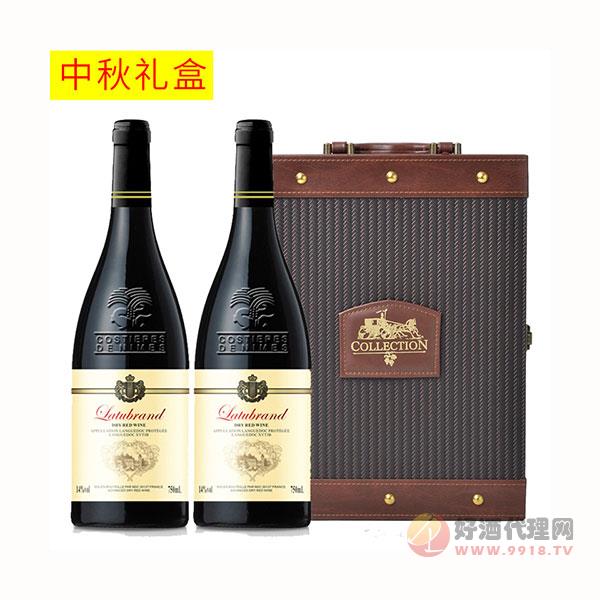干红葡萄酒中秋送礼皮盒套装750ml两支装红酒礼盒