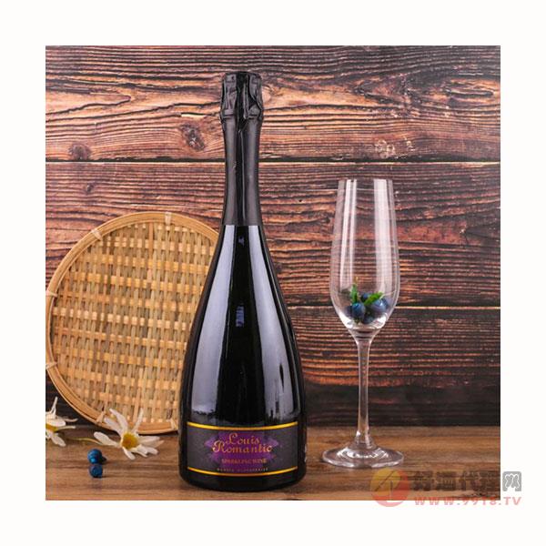 蓝莓味起泡酒700毫升6度甜型气泡葡萄酒oem贴牌