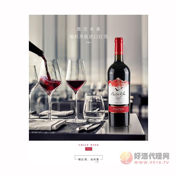 智利原瓶进口红酒美乐13.5度750ml干红葡萄酒婚庆喜酒