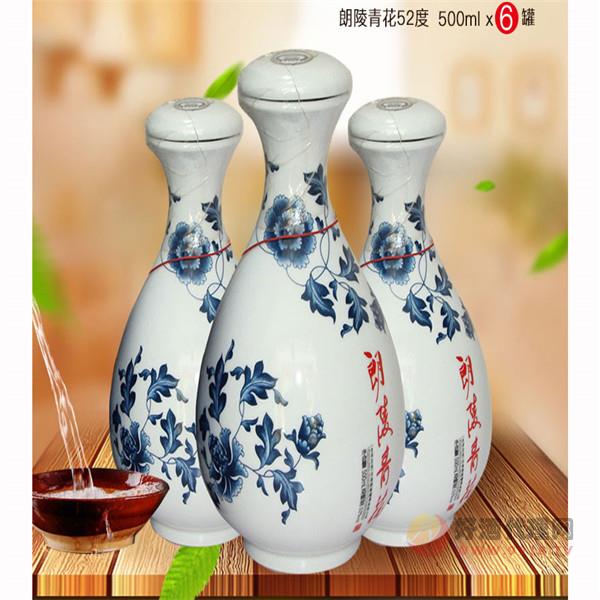 朗陵青花52度-纯粮食浓香型白酒-陶瓷6瓶装-整箱-500ml