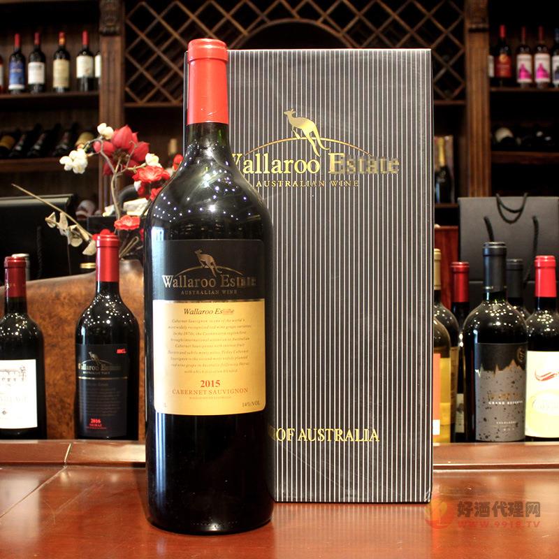 澳洲原瓶进口红酒14度3升赤霞珠袋鼠干红葡萄酒 原箱