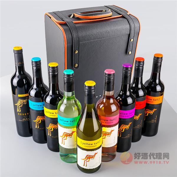 澳洲原瓶黃尾袋鼠系列紅酒葡萄酒六只皮盒裝口味任選中秋禮品