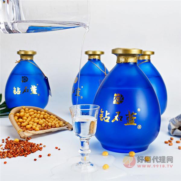 钻石蓝白酒整箱浓香型白酒52度500mlx2坛纯粮酒