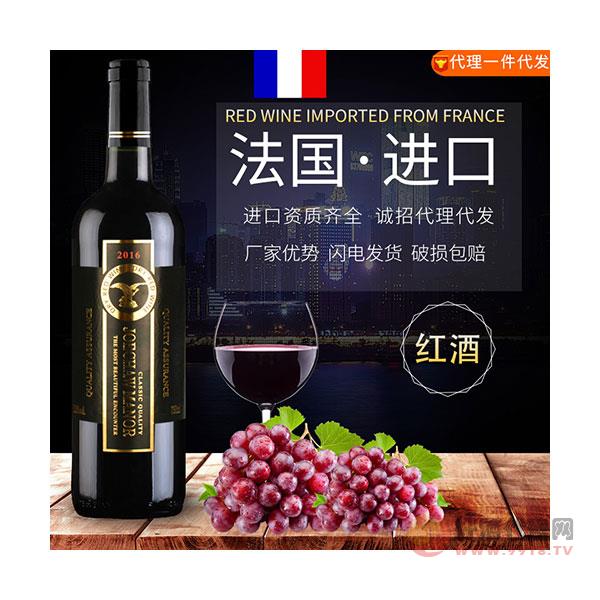 法国原汁进口红酒赤霞珠干红葡萄酒