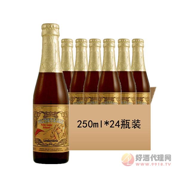 比利时进口林德曼水果味桃子精酿啤酒250ml_24瓶整箱