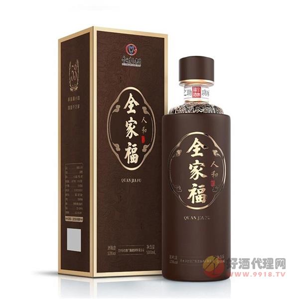 全家福53度酱香型高度白酒人和500ml