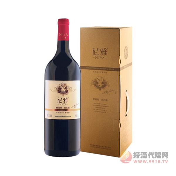 尼雅红酒酿酒师签名版赤霞珠干红葡萄酒3L单支装