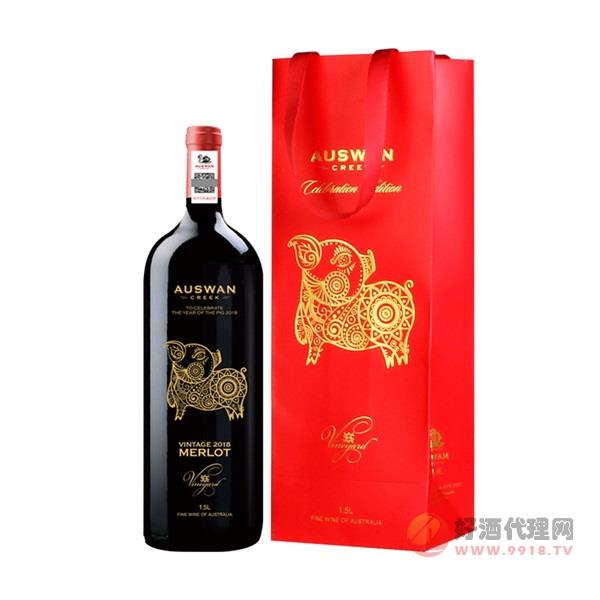 天鹅庄大金福美乐干红葡萄酒1.5l
