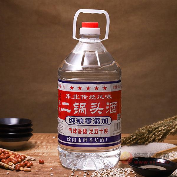 二锅头东北红高粱纯粮烧锅酒50度5000ml