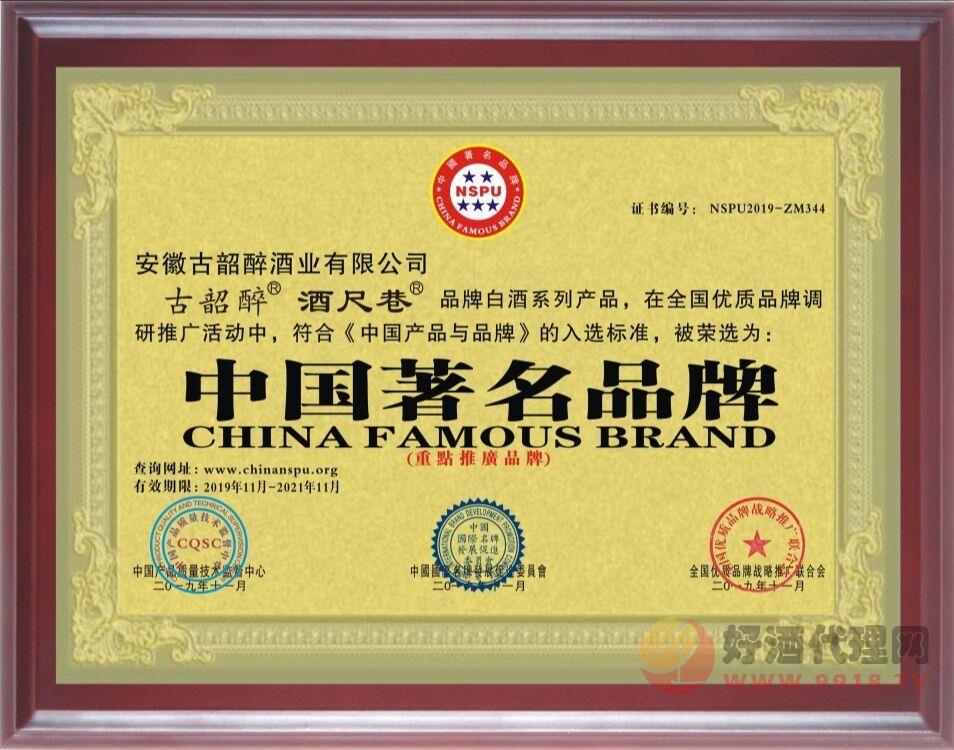 中国著名品牌证书1