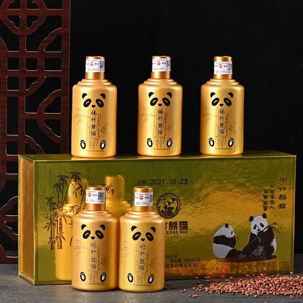 楠竹熊猫酱香型白酒100mlx5瓶